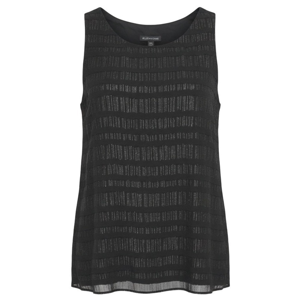 Eileen Fisher Black Silk Metallic Sleeveless Tank Top Womens XXS Career Silver‎